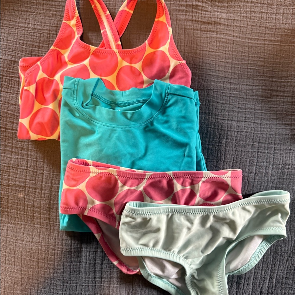 Primary Kids Swim Rashguard Set - Coral and Teal